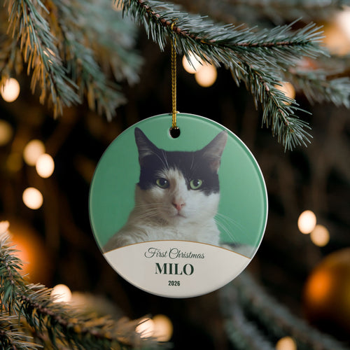 Personalized Pet First Christmas Ornament - Photo & Name
